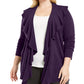 Karen Scott Women's Plus Size Ruffle Neckline Cardigan Sweater Purple Size 2X