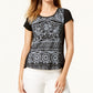 Alfani Brushstroke-Print Polo Top Black Size PL