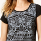 Alfani Brushstroke-Print Polo Top Black Size PL