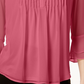 Charter Club Women's Petite Double Ruffle Solid Pintuck Top Pink Size Medium