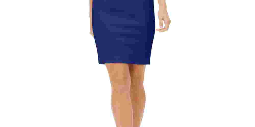 Calvin Klein Women's Blue Crew Neck Short Body Con Formal Dress Size 10 Blue Size 10
