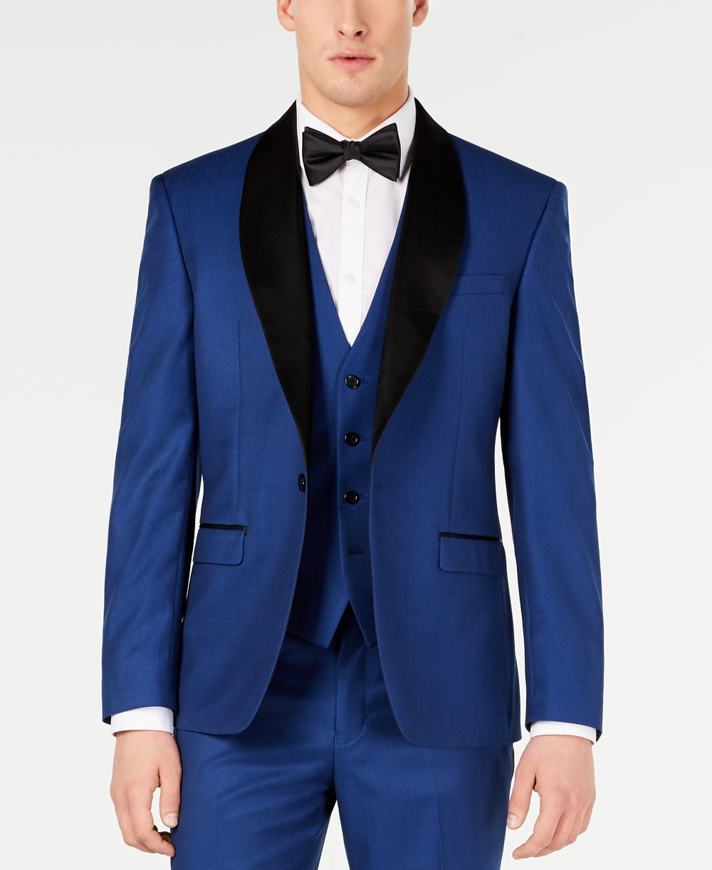 Ryan Seacrest Distinction Men's Blue Color Block Suit Jacket Blue Size 44