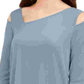 Alfani Women's Cold-Shoulder Asymmetrical Top Blue Size Large
