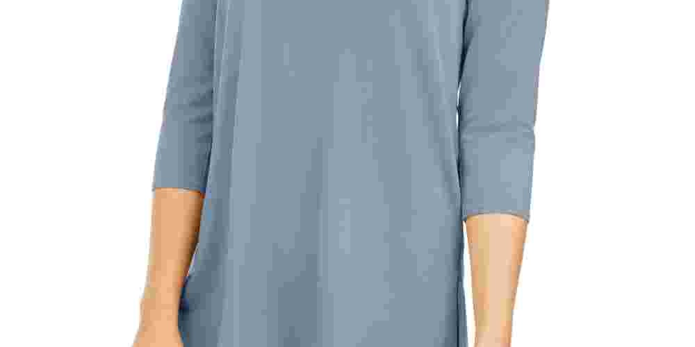 Alfani Women's Cold-Shoulder Asymmetrical Top Blue Size Large