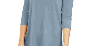 Alfani Women's Cold-Shoulder Asymmetrical Top Blue Size Large