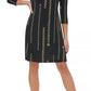 Tommy Hilfiger Women's Chain Print A Line Dress Black Size 6 Petite