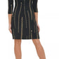 Tommy Hilfiger Women's Chain Print A Line Dress Black Size 6 Petite