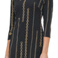 Tommy Hilfiger Women's Chain Print A Line Dress Black Size 6 Petite