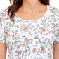 Karen Scott Women's Floral-Print T-Shirt White Size Small