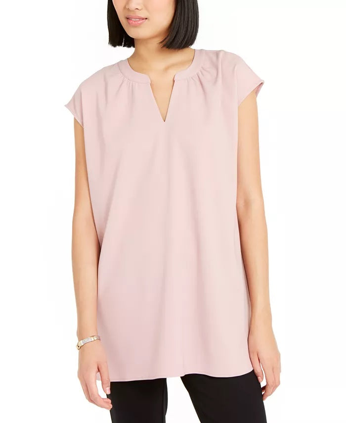 Alfani Women's Solid Cap Sleeve Keyhole Tank Top Pink Size Medium