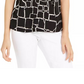 Alfani Women's Printed Pleat-Front Sleeveless Top Black Size Large