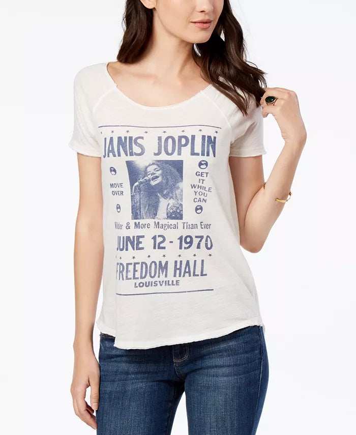 Lucky Brand Women's Cotton Band Print T-Shirt White Size Small