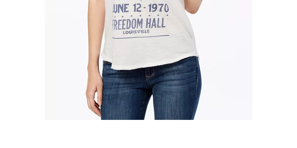 Lucky Brand Women's Cotton Band Print T-Shirt White Size Small