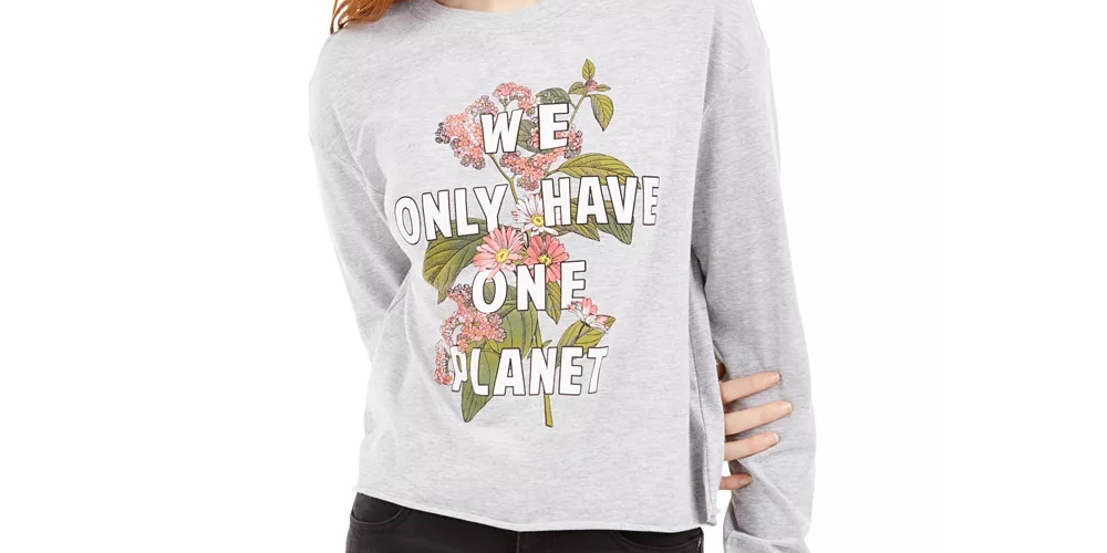 Rebellious One Juniors' One Planet Graphic T-Shirt Gray Size Medium