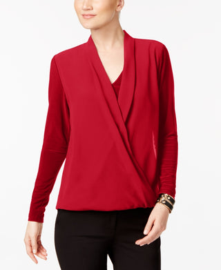 Alfani Women's Surplice Top Red Size X-Large