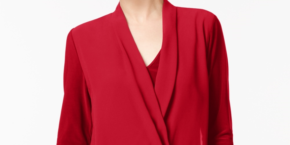 Alfani Women's Surplice Top Red Size X-Large
