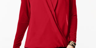 Alfani Women's Surplice Top Red Size X-Large