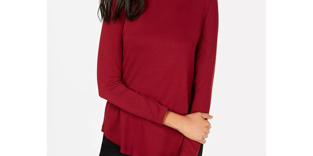 JM Collection Women's Women's Red Long Sleeve Turtle Neck Top Red Size S