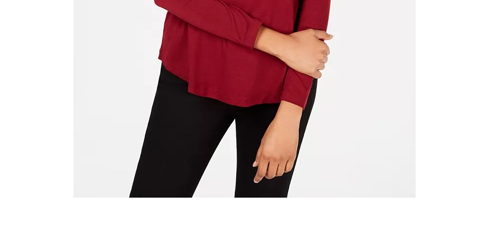 JM Collection Women's Women's Red Long Sleeve Turtle Neck Top Red Size S
