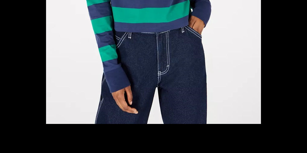 Dickies Women's Stripe Crop Rugby Shirt Green Size Small