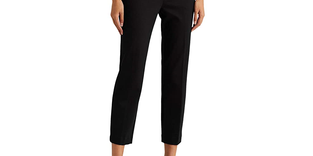Ralph Lauren Women's Stretch Ponte Straight Pants Black Size Medium