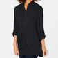Style & Co Women's Petite Babydoll Tunic Shirt Black Size PS