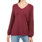 Style & Co Women's Petite Bishop-Sleeve Tunic Sweater Red Size PL