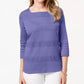 Karen Scott Women's Lace 3/4 Sleeve Square Neck Top Purple Size X-Small