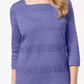 Karen Scott Women's Lace 3/4 Sleeve Square Neck Top Purple Size X-Small