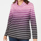 Karen Scott Women's Sport Ombre Striped Cowlneck Top Autumn Berry  Size X-Small