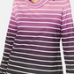 Karen Scott Women's Sport Ombre Striped Cowlneck Top Autumn Berry  Size X-Small