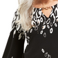 JM Collection Women's Petite Printed Keyhole Tunic Black Size PL