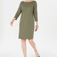 Karen Scott Women's Petite Boat-Neck Studded Dress Green Size PS