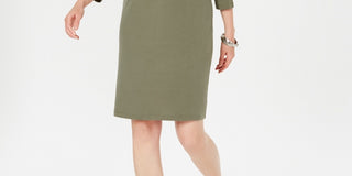 Karen Scott Women's Petite Boat-Neck Studded Dress Green Size PS