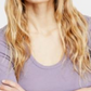 Free People Women's Scalloped Scoop Neck Crop Top Gray Size Large