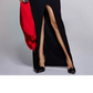 Emerald Sundae Women's Slitted Spaghetti Strap Sweetheart Neckline Full-Length Formal Sheath Dress Black Size Medium