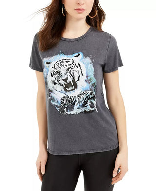 Guess Women's Tiger Dream Easy Fit T-Shirt Gray Size X-Large
