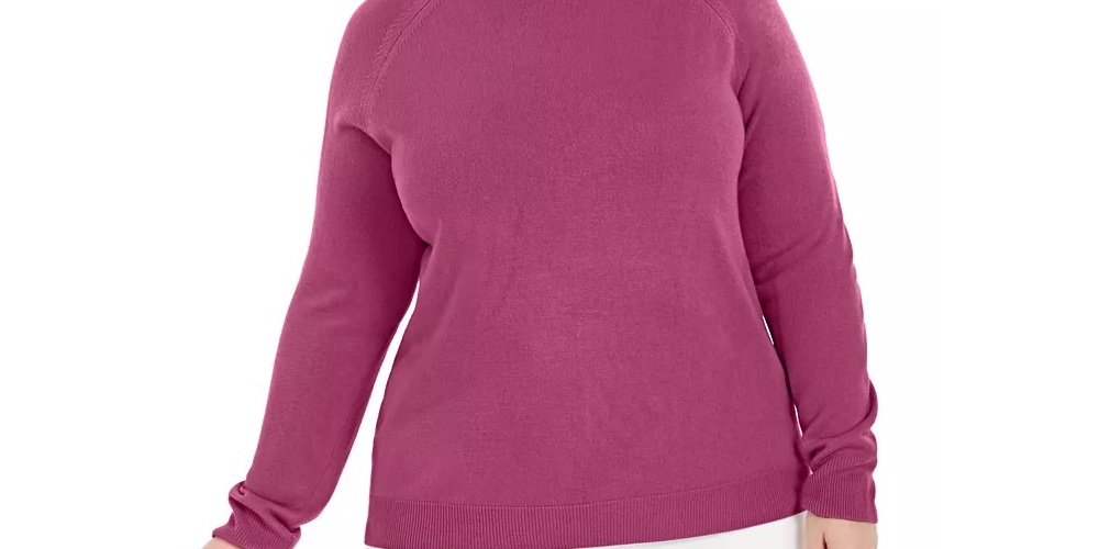Karen Scott Women's Plus Turtleneck LuX-Smalloft Sweater Red Size -0X