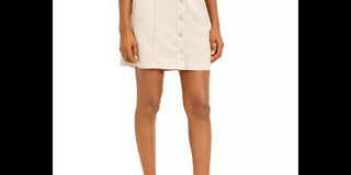 Bar III Women's Faux-Suede Button-Front Mini Skirt Beigekhaki Size 0