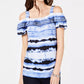 INC International Concepts Women's Petite Tie-Dyed Cold-Shoulder Top Blue Size -PXL