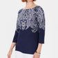 Karen Scott Women's Petite Paisley Boat-Neck Top Purple Size PS/M
