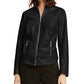 Alfani Women's Faux-Leather Moto Jacket Black Size Small
