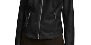 Alfani Women's Faux-Leather Moto Jacket Black Size Small