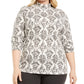 Karen Scott Women's Plus Size Printed Mock-Neck Top Gray Size 0X