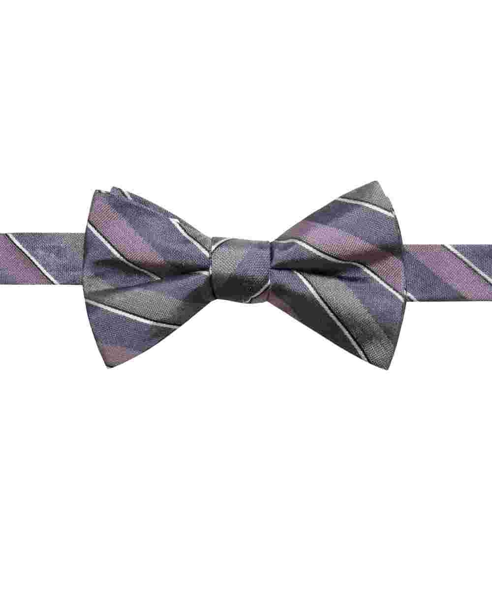 Ryan Seacrest Distinction Men's Matera Stripe Pre-Tied Bow Tie Gray/purple One Size