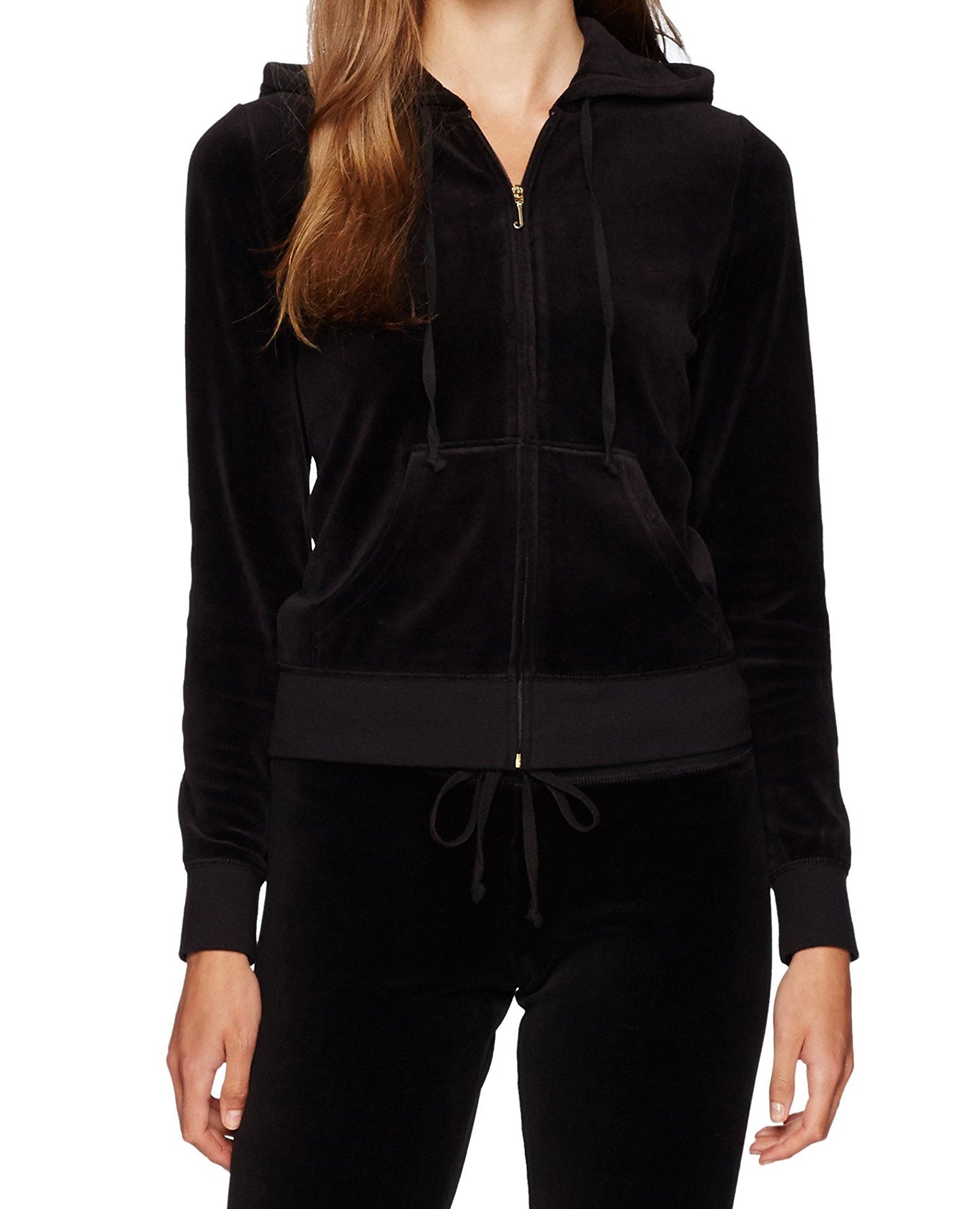 Juicy Couture Women's Full Zip Velvet Hoodie Black Size X-Large