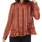 INC International Concepts Women's Ruffled Snake-Embossed Top Orange Size Medium