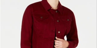 Charter Club Women's Denim Jacket Red Size XL