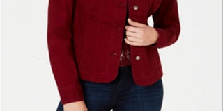 Charter Club Women's Denim Jacket Red Size XL
