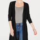 Charter Club Women's Petite Pointelle Duster Cardigan Black Size S